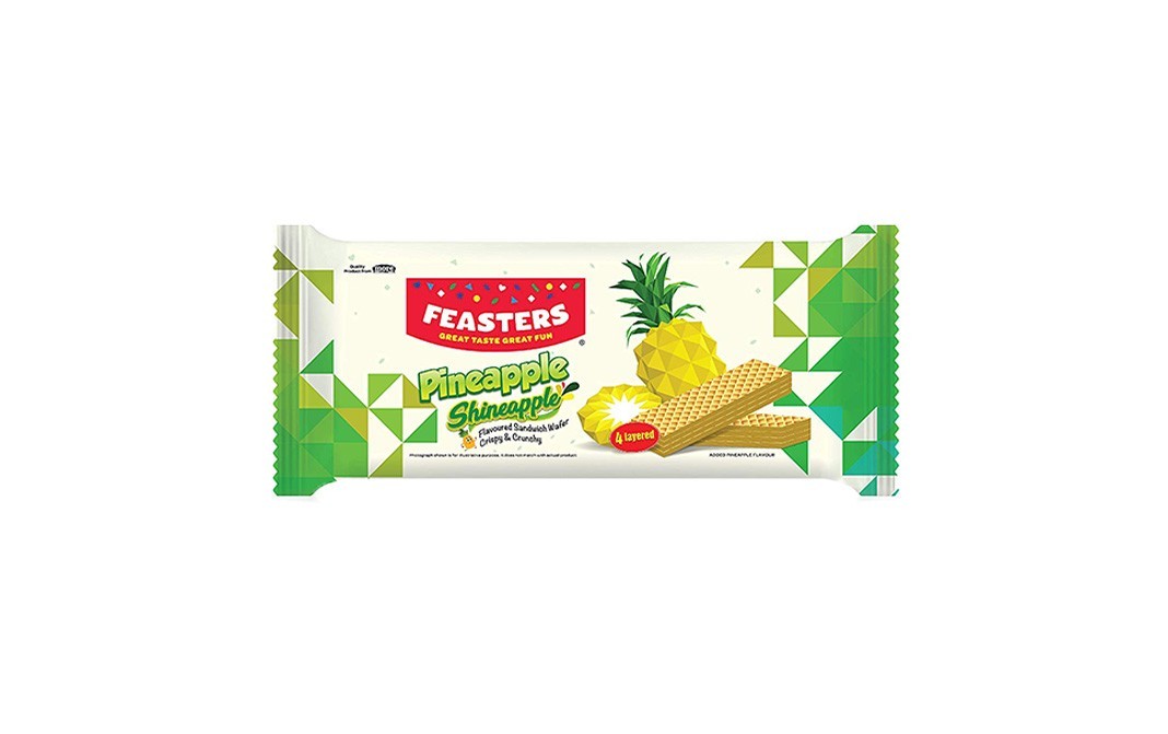 Feasters Pineapple Shineapple Flavoured Sandwich Wafer Crispy & Crunchy   Pack  75 grams